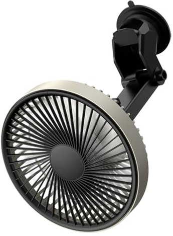 Demiawaking 12V 24V Auto Ventilator, Leise Drehbar Kühlventilator, USB Ventilator mit 3 Geschwindigkeiten Auto Lüfter Kühler mit Saugnapf für Auto SUV LKW (Schwarz)
