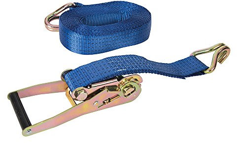 Silverline Ratchet Tie Down Strap J-Hook 8m x 50mm - Rated 1300kg Capacity 2600kg (958720)