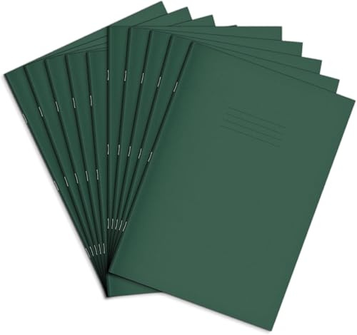 Rhino A4 Exercise Books, 64-Page / 8mm Lined with Margin Paper Notebook, 50-Pack, Office & School Stationery Supplies, Dark Green