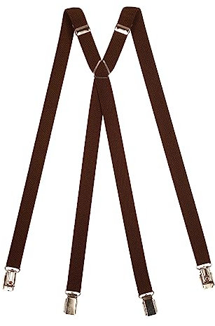 Olata Klassische X-förmige Hosenträger mit Clips – 2 cm breit. Braun