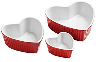 Essentials by Premier - Amour Red Stoneware Heart Shape Dishes - Set of 3.