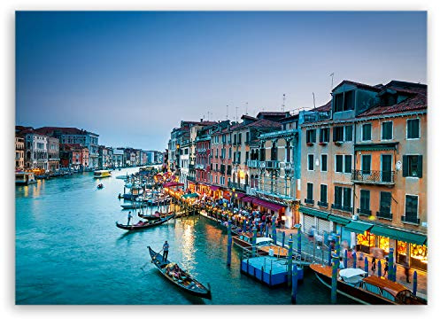 ge Bildet Bild auf Leinwand | Canal Grande in Venedig - Italien in 70x50 cm als Wandbild | Wand-deko Dekoration Wohnung modern Bilder | 1061