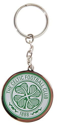 Celtic FC Official Metal Football Crest Keyring (One Size) (Silver/White/Green)