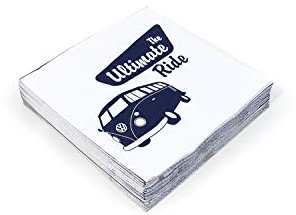 BRISA VW Collection - Volkswagen Servietten-Tisch-Papier-Tücher mit T1 Bus (The Ultimative Ride/Weiß/3-lagig)