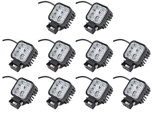 Greenmigo 10x 12W Led Scheinwerfer Offroad Lampe Flood Arbeitsscheinwerfer 12V 24V Zusatzscheinwerfer Rückfahrscheinwerfer für Traktor Bagger SUV Wasserdicht IP67