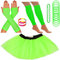 REDSTAR FANCY DRESS - Tutu-Röckchen, Beinstulpen, Netzhandschuhe, Perlenkette, schmale Gummiarmbänder und breite Armbänder - Neonfarben - Grün - 32-38