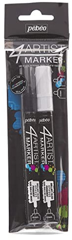 Pébéo 580896 4ARTIST Marker Set Duo 4+4MM, Peinture, Noir/Blanc, 21 x 8 x 3 cm