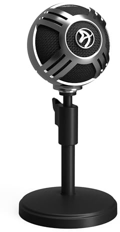 Arozzi Sfera USB Mikrofon Chrom | Nierencharakteristik, für Boom-Arm, Gaming, Streaming, Büro