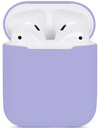 Generisch Hülle Kompatibel mit AirPods 2/1, Slim Silikon hülle Case für AirPods 2/1 Zubehör Schutzhülle Robustes aus Silikon und Skin Kompatibel mit AirPods 2/1 Ladekoffer (Lila)