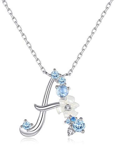 VIKI LYNN Damen Initiale Halskette Buchstabe A Alphabet Anhänger Schmuck 925 Sterling Silber und Zirkonia Anfangsbuchstaben Personalisierte Geschenke für Mädchen Frauen