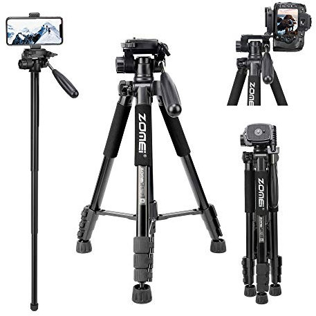 ZOMEI Q222 - Treppiede monopiede con testa girevole a 3 vie e borsa per il trasporto per fotocamera Sony Nikon Canon adatto per Sony Nikon Canon adatto per video live photo