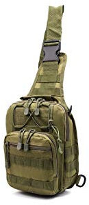 77Mall Sling Bag Tactical Backpack Outdoor Shoulder Bag Satchel Chest Packs Daypacks for Smart Phone Climbing Camping Cycling Hiking (Army Green)