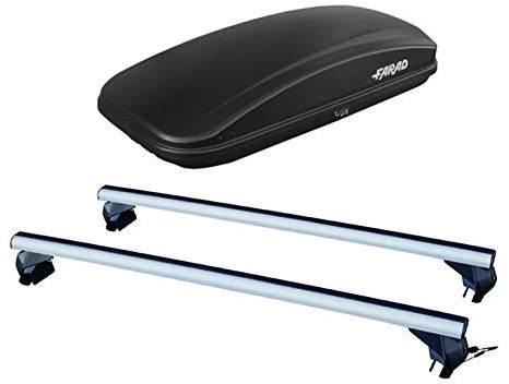 LP + Farad VW86F15+AZ03030053 - Aluminium DACHTRÄGER LP59 + DACHBOX CRUB 430 LT MATT SCHWARZ