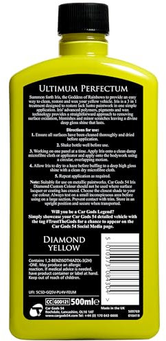 Car Gods Iris Custom Color Yellow 3-in-1 Polish Wax Colour Restorer & Scratch Remover 500ml - 16 Colours Available