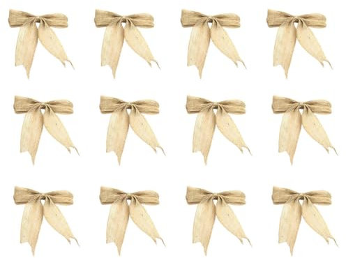 LIOOBO 12 STÜCKE Sackleinen Bogen Weihnachtsbaum Anhänger Kreative Weihnachtsbaum Dekoration Christbaumkugel