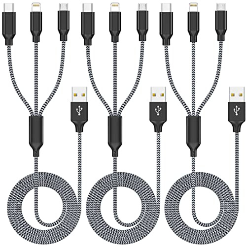 Multi Charging Cable 4ft 3Pack 3 in 1 Charger Cord, Multiple Rapid Cable