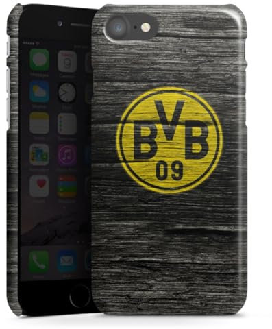 Premium Case kompatibel mit Apple iPhone SE (2020) Smartphone Handyhülle Schutzhülle glänzend Borussia Dortmund BVB Holzoptik