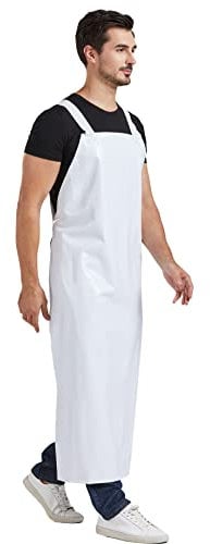 Nanxson Unisex wasserdicht Gummischürzen Arbeitsschürze Fleischerschürze Metzgerschürze für Industrie, Lebensmittelservice, Metzgerei, Reinigung CF3109 (Weiß, eine Size)