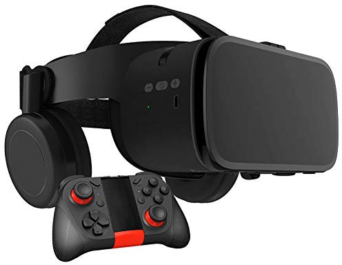 RSGK Gafas De Video VR 3D, Casco De Realidad Virtual HD con Gamepad, Gafas VR para TV, Películas Y Videojuegos Compatibles con iOS, Teléfonos Android