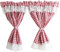 ACMHNC Scheibengardine Landhaus Vintage, Karierte Küche Gardine mit Spitze, Kurzstores Gardinen Kleinfenster Kurz Bistrogardine 2er Set,W x H 115x50cm