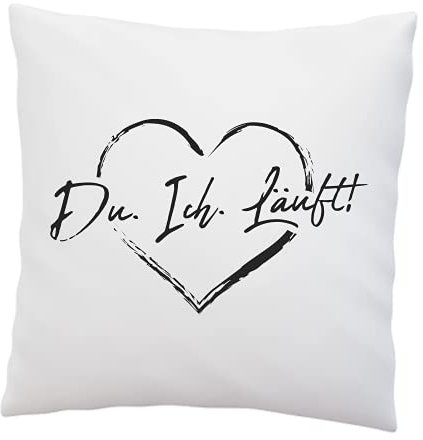 Kissen mit Spruch Du.Ich.Läuft - Deko Kissen 40x40cm Weiß - Liebe - Geschenk für Schatz Liebesbeweis - Romantisch - Hochzeitskissen - Partner Geschenke