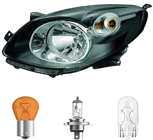 DM Autoteile 312727B Hauptscheinwerfer Scheinwerfer links H4 kompatibel für Renault Twingo II 07-12 inklusive Leuchtmittel/Birnen