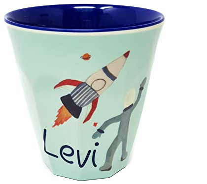 Elfenstall Rice Becher mit Wunsch-Namen personalisiert - zu Nikolaus, Weihnachten oder Geburtstag (Astronaut, Medium)