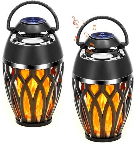 Vanten 2 Pack Outdoor Bluetooth Speaker, Bluetooth 5.0 LED Flame Speaker, IPX5 Waterproof, Atmosphere Speaker, Flame Lamp, Gifts for Men Women, Decorations for