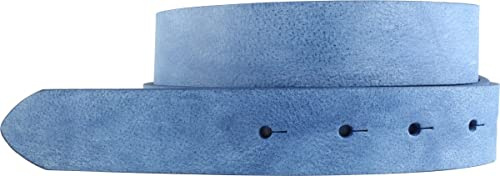 BELTINGER Wechselgürtel aus weichem Vollrindleder Used-Look ohne Schnalle 3 cm | Druckknopf-Gürtel für Damen Herren 30mm | Vintage-Look | Blau 80cm