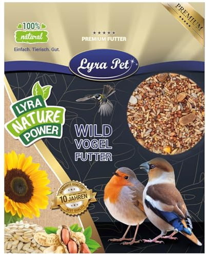 Lyra Pet® | 10 kg Streufutter schalenfrei | Wildvogelfutter ohne Schalen | Ganzjahres Vogelfutter für Wildvögel | Schalenlos & Fetthaltig | Ideal für Balkon & Terrasse | Kraftspendend & Sauber