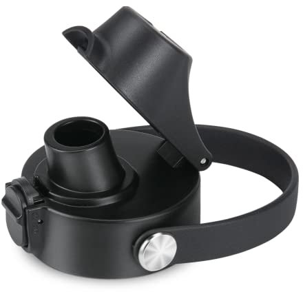 BIJISI Auto Spout Lid for HydroFlask Wide Mouth Sport Water Bottles, Replacement Lid for Hydro Flask Wide Mouth 12, 16, 18, 32, 40, 64oz, Chug Lid with Flexible Handle, Button Lock, Black