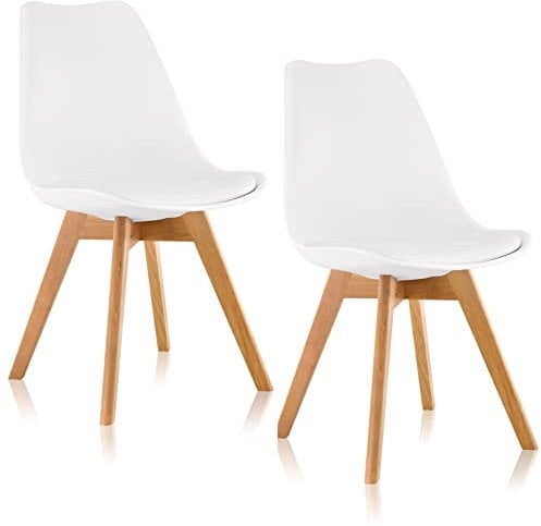 DEULINE Esszimmerstühle 28mm stärke Massivholzbeine SGS geprüft Polsterstuhl Esszimmer Stuhl Oslo 2er-Set Weiss 521248