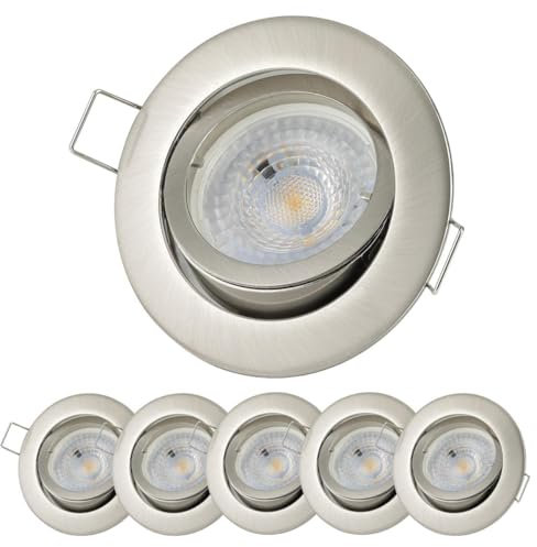 Sweet Led Einbaustrahler flach deckenspots austauschbare LED Modul einbauspots 230V spots 5W 4000K deckenleuchten Bajonettverschluss deckenstrahler Druckguss schwenkbar Einbau tiefe 30mm 6 stück
