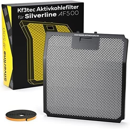 KF3TEC® Aktivkohlefilter für Silverline AF 500 AKtivkohlefilter (bis zu 3x waschbar) (1Pack)