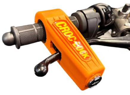 Datatool Croc Lock Antivol pour scooters, motos et quads - Bloque le levier de frein sur le guidon - Disponible en rouge, jaune, noir ou orange (orange)