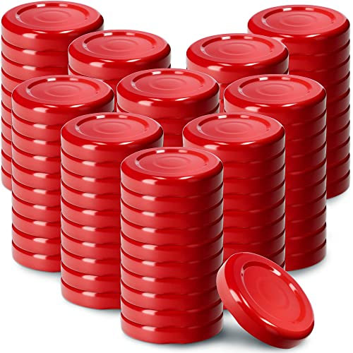 KADAX Lot de 100 couvercles à visser pour bocaux, fi, 38 mm, couvercles à visser en métal, pour bocaux de conserve, bouteilles et bocaux en verre, rouges K5128