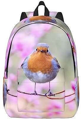 OUSIKA Spring Bird Laptop-Rucksack Casual Canvas Rucksack Leichte Reisetasche Wandern Tagesrucksack, Schwarz , M