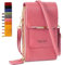 Lakpopya Pochette Telephone Portable en Cuir PU pour Femme, Sac Telephone Portable Petit Multifonctionnel avec Portefeuille, Pochette Portefeuille Femme pour Téléphones Jusqu'à 6,9 (Rose)
