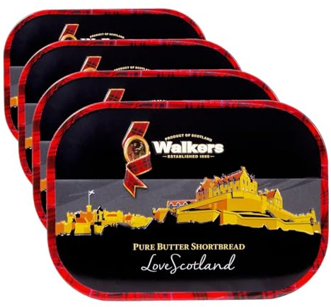 Walkers Shortbread Edinburgh Castle Keepsake Tin, 130g (Pack of 4)