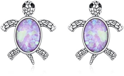 Schildkröten Ohrringe für Damen S925 Sterling Silber Schildkröten Opal Ohrstecker Schmuck Geschenke für Mädchen