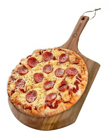 Chef Pomodoro | Pelle à Pizza en Bois d'Acacia Léger (30 cm), Pelle Pizza, Planche à Pizza de Preparation et Lancement de Pizza et Pain faits Maison, Accessoire pizza convient au Four