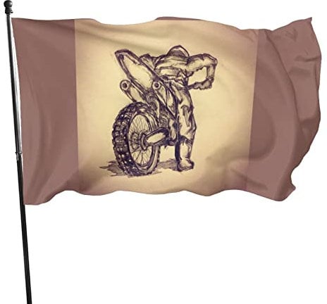 Fahnenkette Flaggen 90X150cm Motocross-Tattoo-Skizze Garten Banner Uv-Beständig Flagge Premium Hanging Flag Für Hof Party Draußen