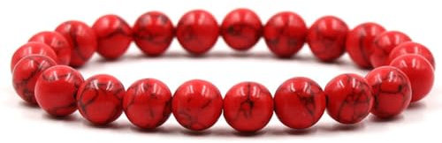 Daesar Herren Armbänder, Perlenarmband Chakra 10MM Rot Türkis Männer Armbänder Charms 20CM