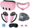 Starnearby Zubehör 7 teiliges Set, VR Silikon Gesichtsabdeckung, Shell Cover, Augenmaske, Griffschutzabdeckung, Tastenwippenkappen, Objektiv Schutzabdeckung, Wischtuch (Rosa)