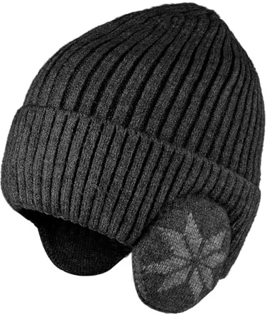 TINAYAUE Bonnet d'hiver unisexe 2 en 1 avec grands cache-oreilles en polaire épaisse et chaude doublée en polaire pour homme et femme - Bonnet de cyclisme coupe-vent - Protection des oreilles -