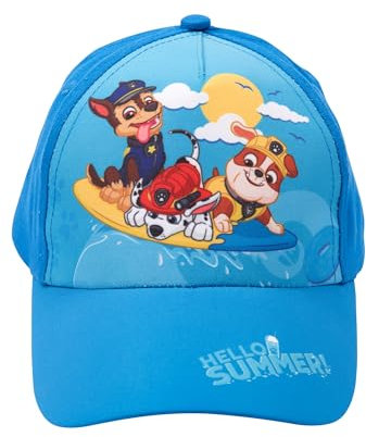 United Labels Paw Patrol Cap für Kinder, Hello Summer Chase Marshall Rubble, Blau, Basecap verstellbar, Kappe für Jungen und Mädchen