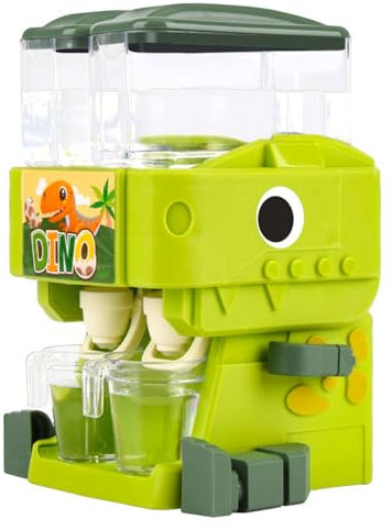 Yililay Wasserspender für Kinder Dinosaurierform Dual Outlet Netter Mini Wasserspender mit Tassen Rotationsarm und Bein Dual Wassertank Kinder Wasserspender, Grün