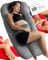 Traumreiter Seitenschläferkissen Visco Comfort M mit Bezug Grau, Hybrid Kissen + 1cm Memory Foam, U Form Schwangerschaftskissen Gel Body Pillow Komfortkissen Erwachsene, Ergonomie Zertifiziert