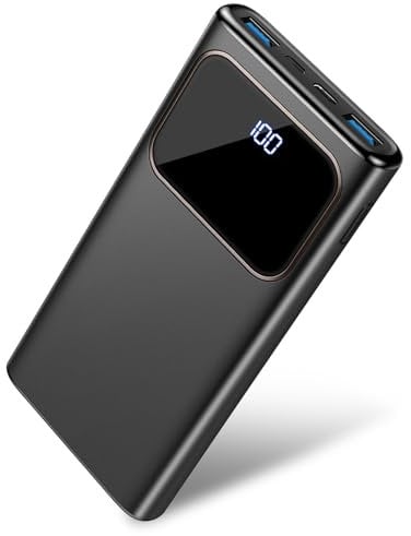 Powerbank 10000mAh, Power Bank PD15W Schnelles Aufladen mit USB C Input & Output Externer Akku, Tragbares Ladegerät LED Display 3 Ausgängen & 2 Eingängen für iPhone 15 14 13 Serie, Samsung S23, Galaxy