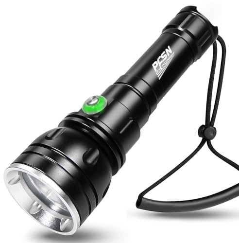 PFSN Scuba Diving Torch Rechargeable - 3000 Lumens Dive Torch, 150M Underwater Flashlight Waterproof, 400m Long Throw Spot & Wide Beam Dive Light with 3 Mode Best for Submersible Snorkeling, Caving